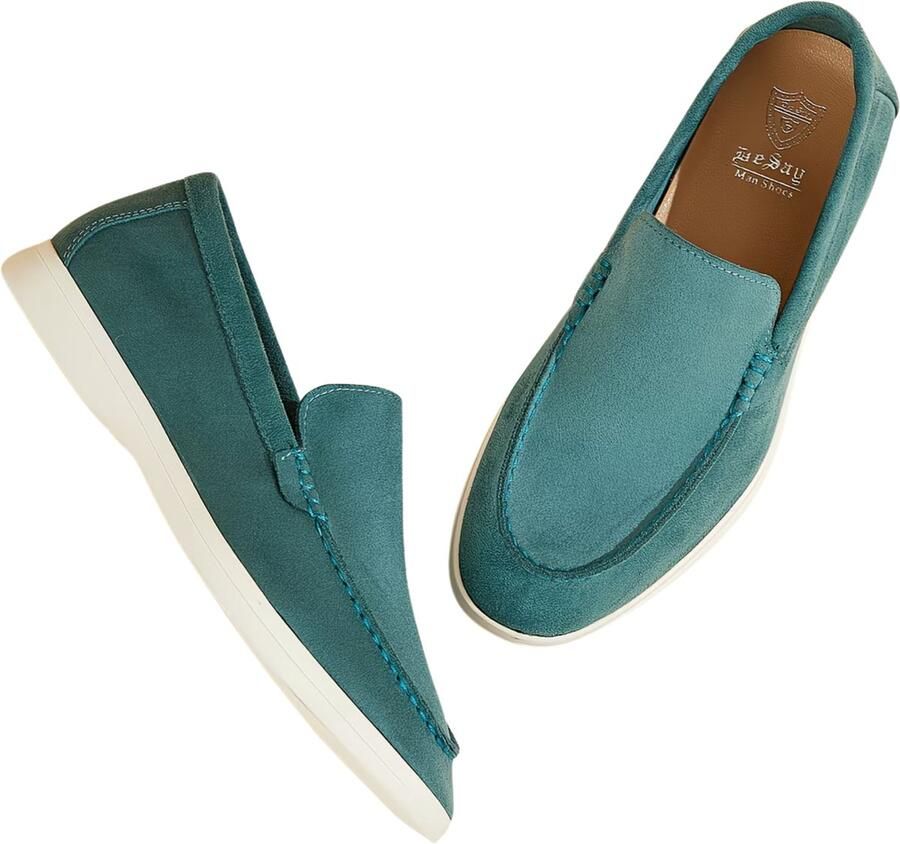 Currero Loafers Heren Met Hak Herenschoenen Instappers Schoenen Lichtgroen