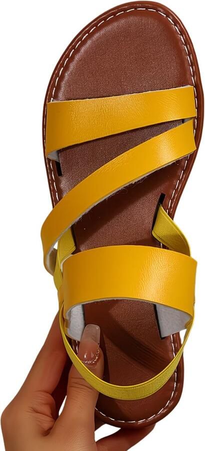 Currero Sandalen Dames Slippers Pantoffels Schoenen Badslippers Geel