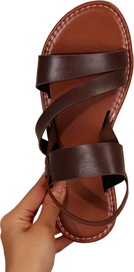 Currero Sandalen Dames Slippers Pantoffels Schoenen Badslippers Koffie