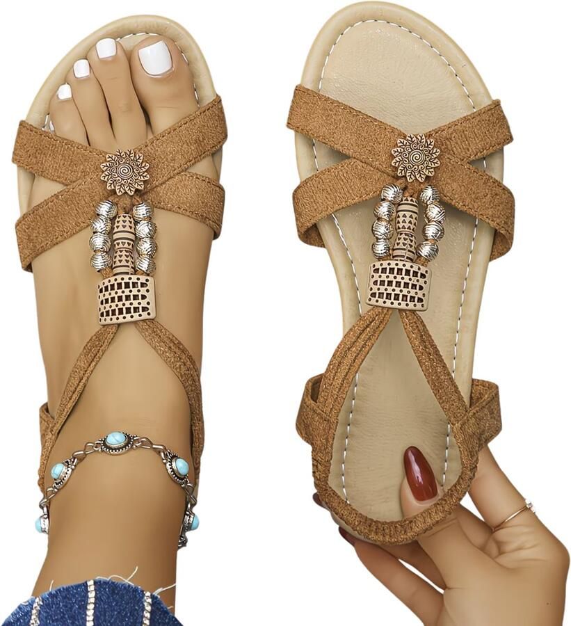 Currero Sandalen Dames Slippers Pantoffels Schoenen Badslippers Roest
