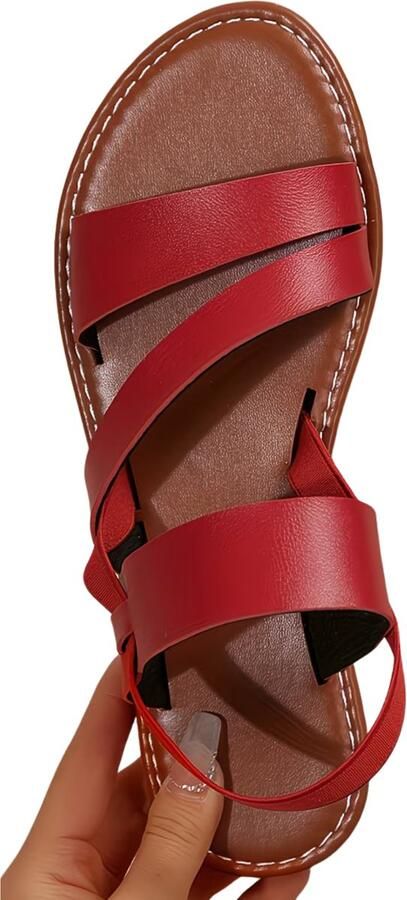 Currero Sandalen Dames Slippers Pantoffels Schoenen Badslippers Rood