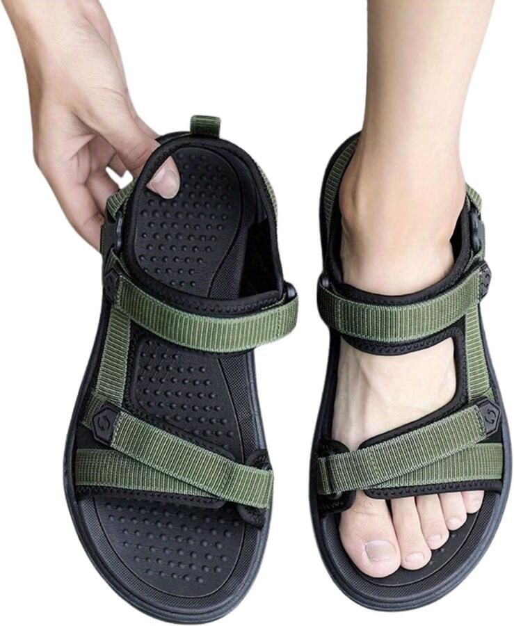 Currero Sandalen Heren Slippers Pantoffels Schoenen Badslippers Legergroen