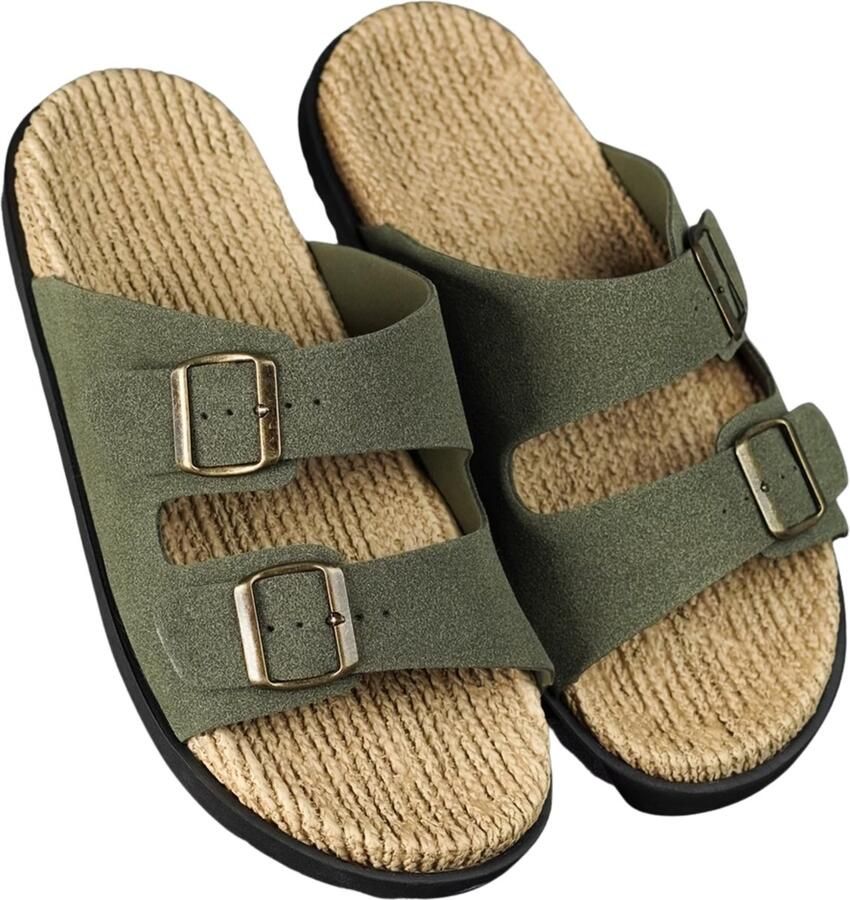 Currero Sandalen Heren Slippers Pantoffels Schoenen Badslippers Olijfgroen