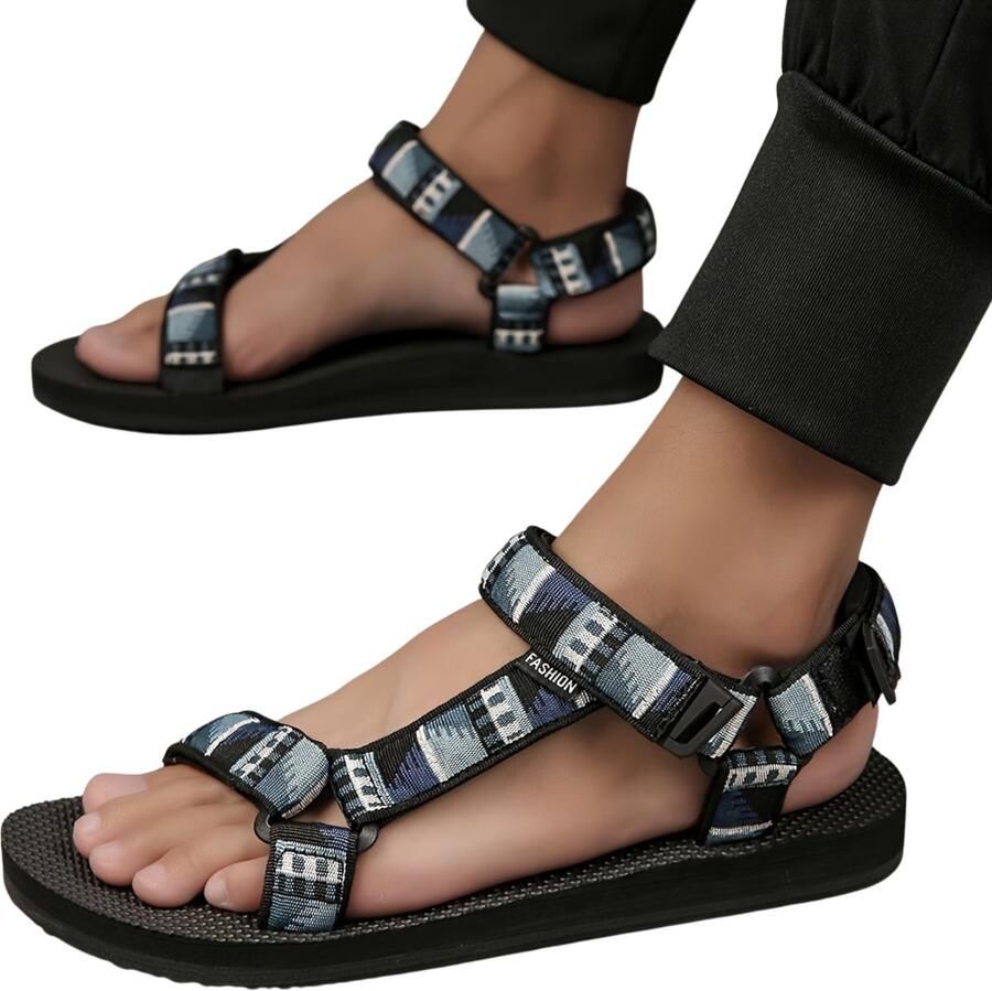 Currero Sandalen Heren Slippers Pantoffels Schoenen Badslippers Pauw blauw