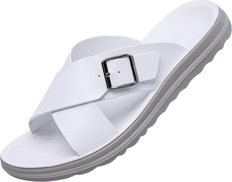 Currero Sandalen Heren Slippers Pantoffels Schoenen Badslippers Wit
