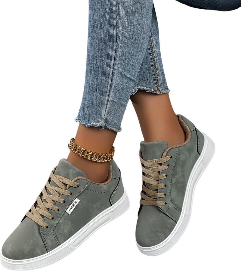 Currero Schoenen Dames Sneakers Comfortabel Slippers Casual Volwassenen Donker Olijfgroen