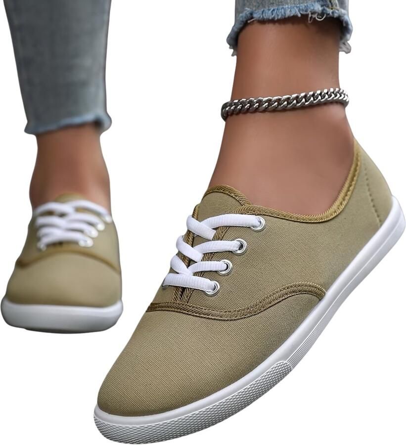 Currero Schoenen Dames Sneakers Comfortabel Slippers Casual Volwassenen Donkerkhaki