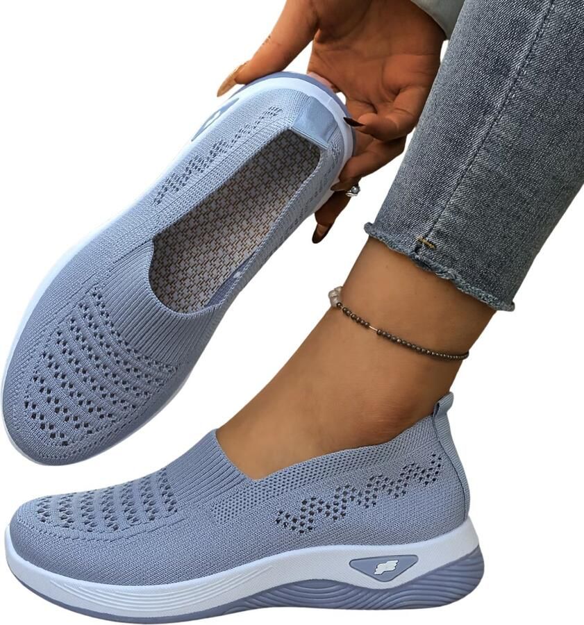 Currero Schoenen Dames Sneakers Comfortabel Slippers Casual Volwassenen Hemelsblauw