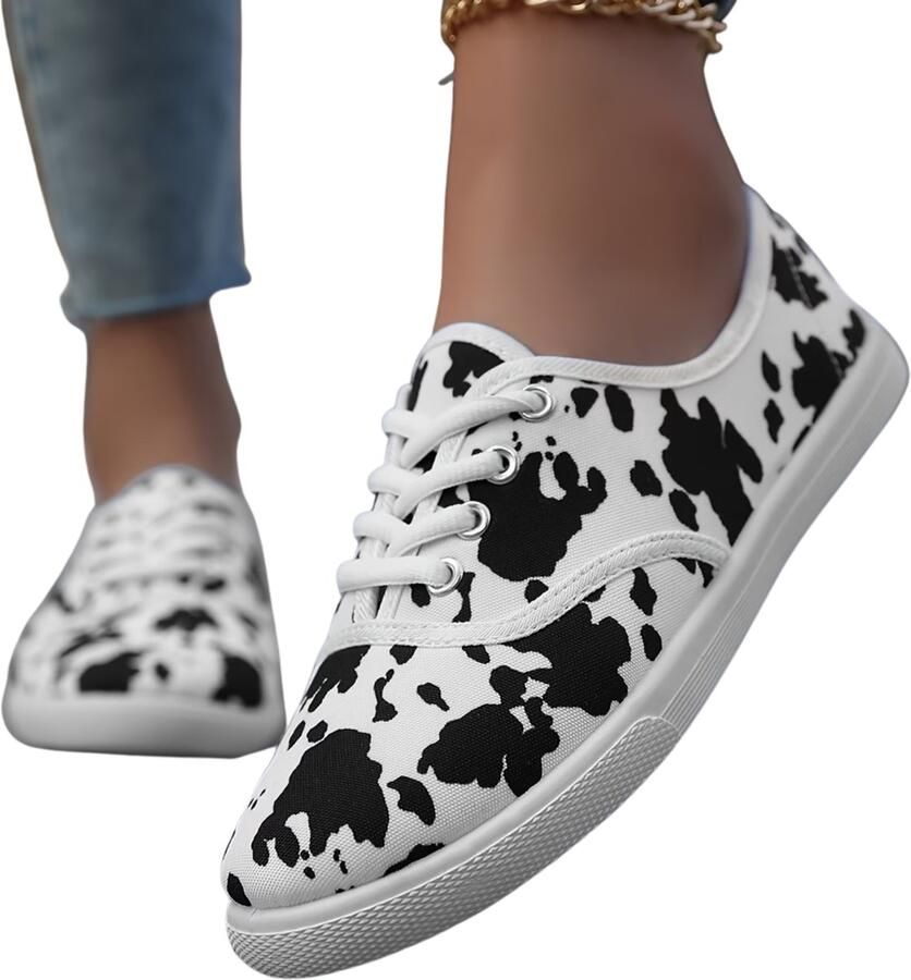 Currero Schoenen Dames Sneakers Comfortabel Slippers Casual Volwassenen Koeienprint - Foto 1