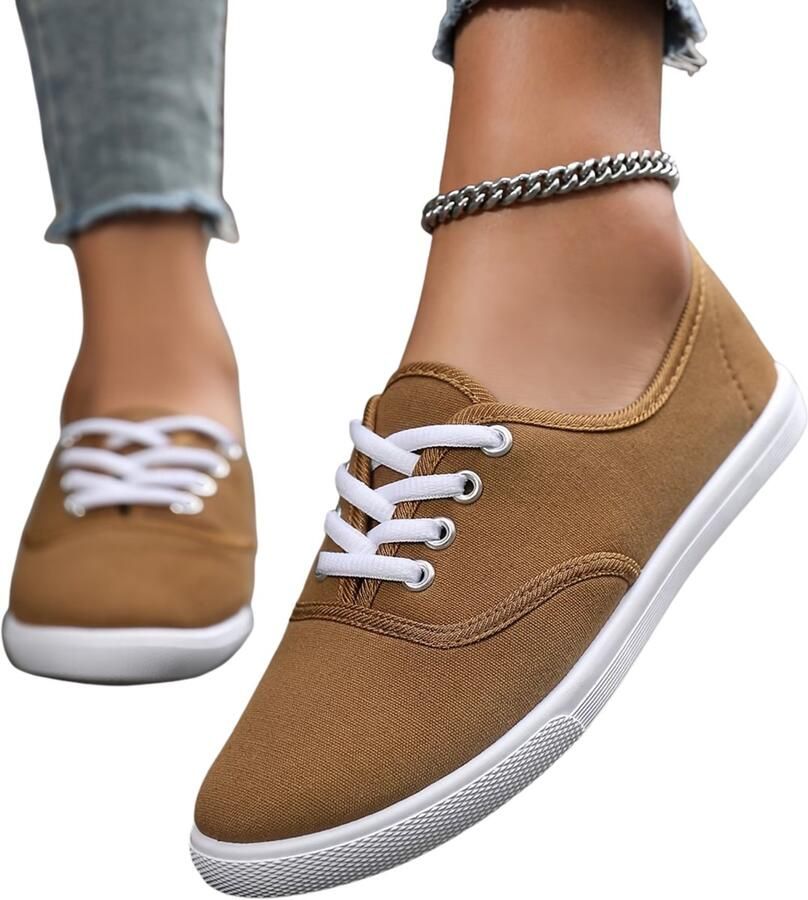 Currero Schoenen Dames Sneakers Comfortabel Slippers Casual Volwassenen Lichtbruin - Foto 1