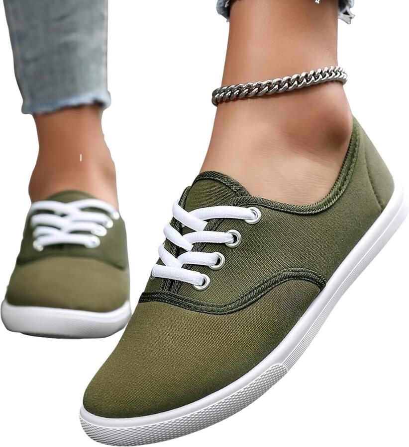 Currero Schoenen Dames Sneakers Comfortabel Slippers Casual Volwassenen Olijfgroen - Foto 1