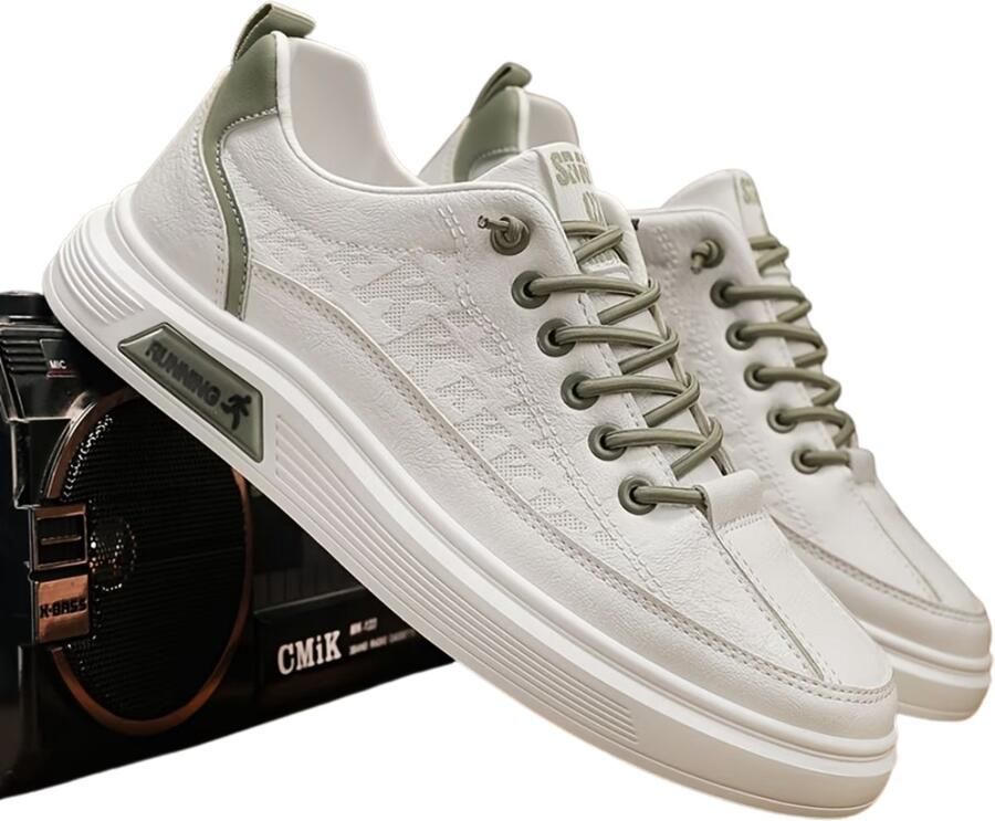 Currero Schoenen Heren Sneakers Comfortabel Wandelschoenen Casual Volwassenen Wit en Groen