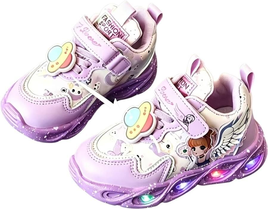 Currero Schoenen Meisjes Met Licht Sneakers Comfortabel Wandelschoenen Casual Kinder Schoenen Paars