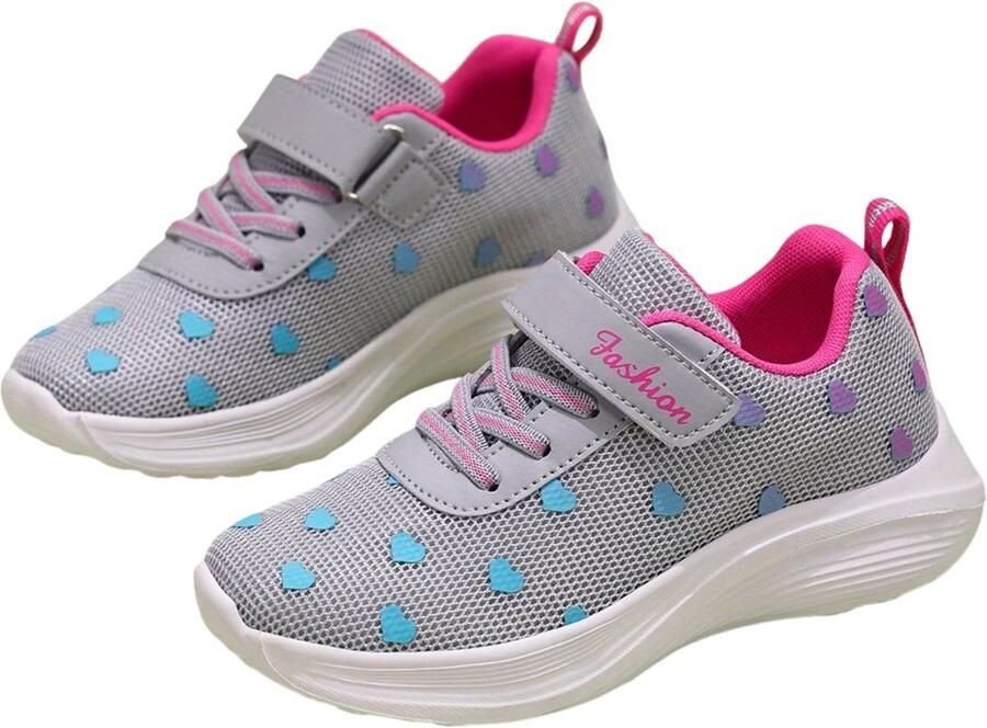 Currero Schoenen Meisjes Sneakers Comfortabel Wandelschoenen Casual Kinder Schoenen Grijs Roze Rood