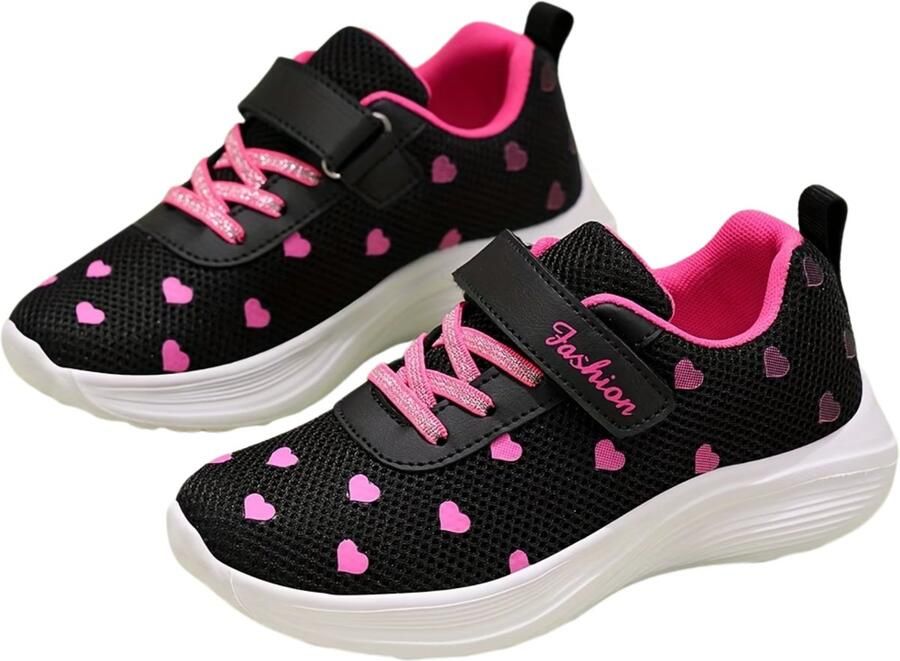 Currero Schoenen Meisjes Sneakers Comfortabel Wandelschoenen Casual Kinder Schoenen Zwart Roze Rood