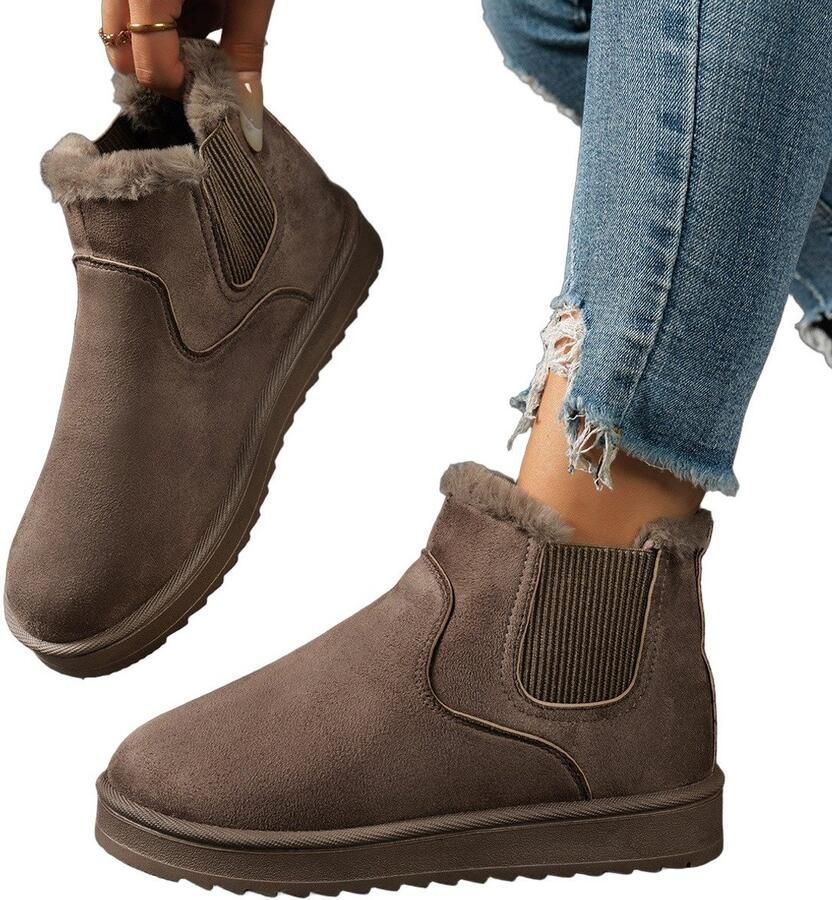 Currero Snowboots Dames Sneeuwlaarzen Dames Winterlaarzen Gevoerde Winterschoenen Waterdicht Antislip Zool Warm Gevoerd Wandellaarzen Winter Bruin