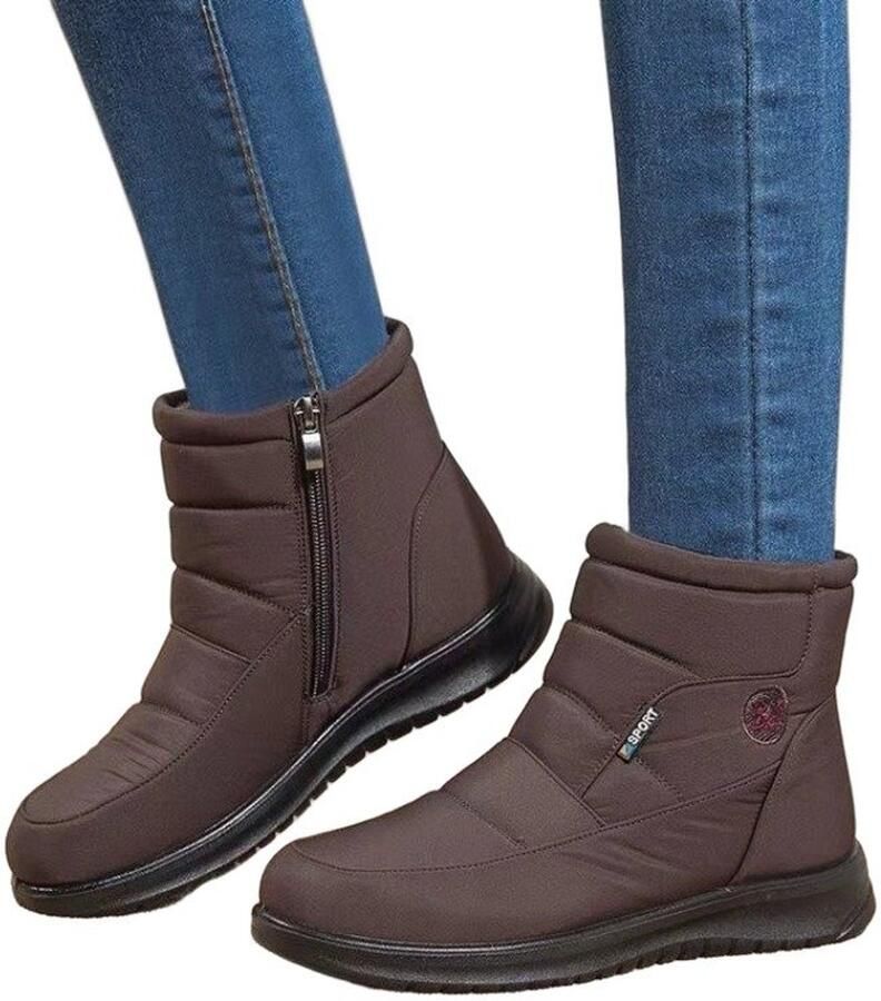 Currero Snowboots Dames Sneeuwlaarzen Dames Winterlaarzen Gevoerde Winterschoenen Waterdicht Antislip Zool Warm Gevoerd Wandellaarzen Winter Koffiekleur