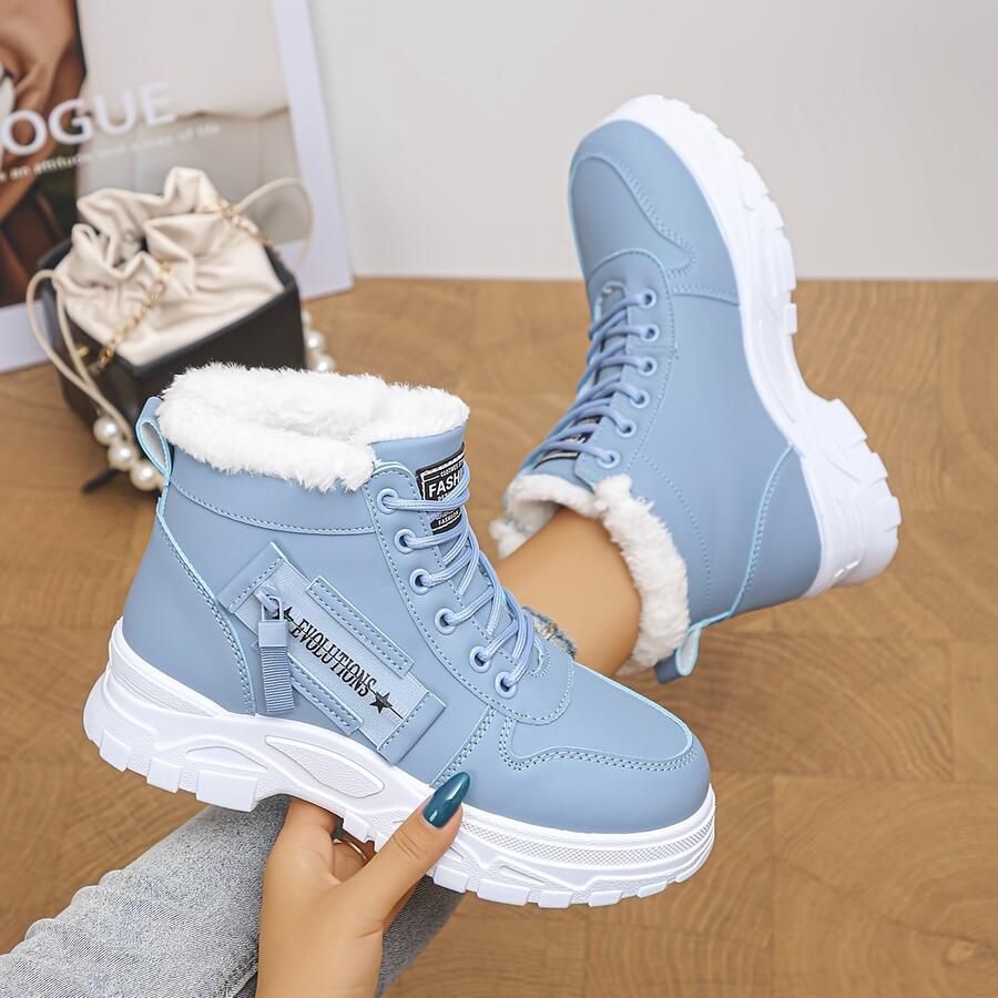 Currero Snowboots Dames Sneeuwlaarzen Dames Winterlaarzen Gevoerde Winterschoenen Waterdicht Antislip Zool Warm Gevoerd Wandellaarzen Winter Blauw Breed