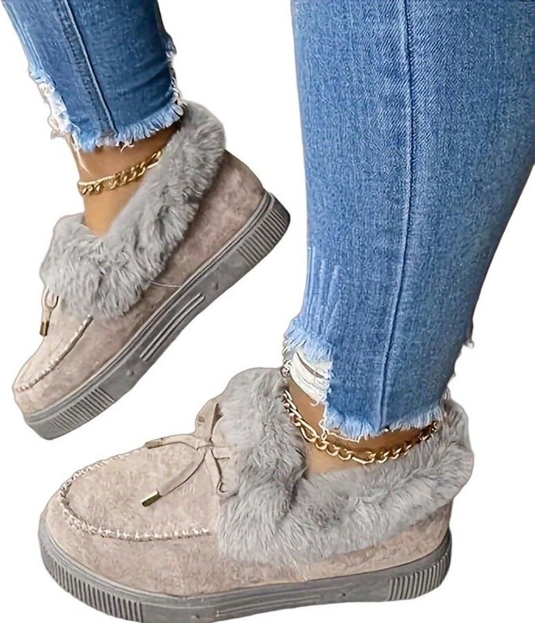 Currero Snowboots Dames Sneeuwlaarzen Dames Winterlaarzen Gevoerde Winterschoenen Waterdicht Antislip Zool Warm Gevoerd Wandellaarzen Winter Grijs