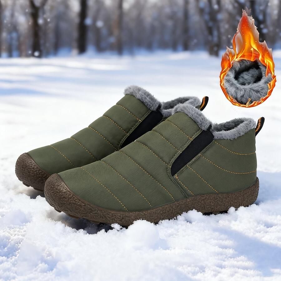 Currero Snowboots Dames Sneeuwlaarzen Dames Winterlaarzen Gevoerde Winterschoenen Waterdicht Antislip Zool Warm Gevoerd Wandellaarzen Winter Militair Groen