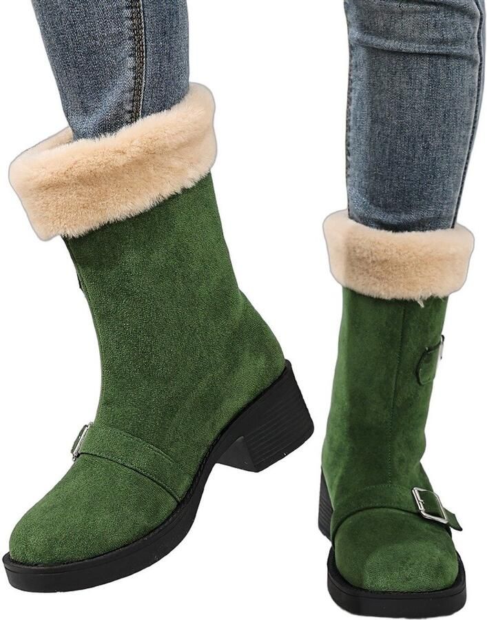 Currero Snowboots Dames Sneeuwlaarzen Dames Winterlaarzen Gevoerde Winterschoenen Waterdicht Antislip Zool Warm Gevoerd Wandellaarzen Winter Donkergroen