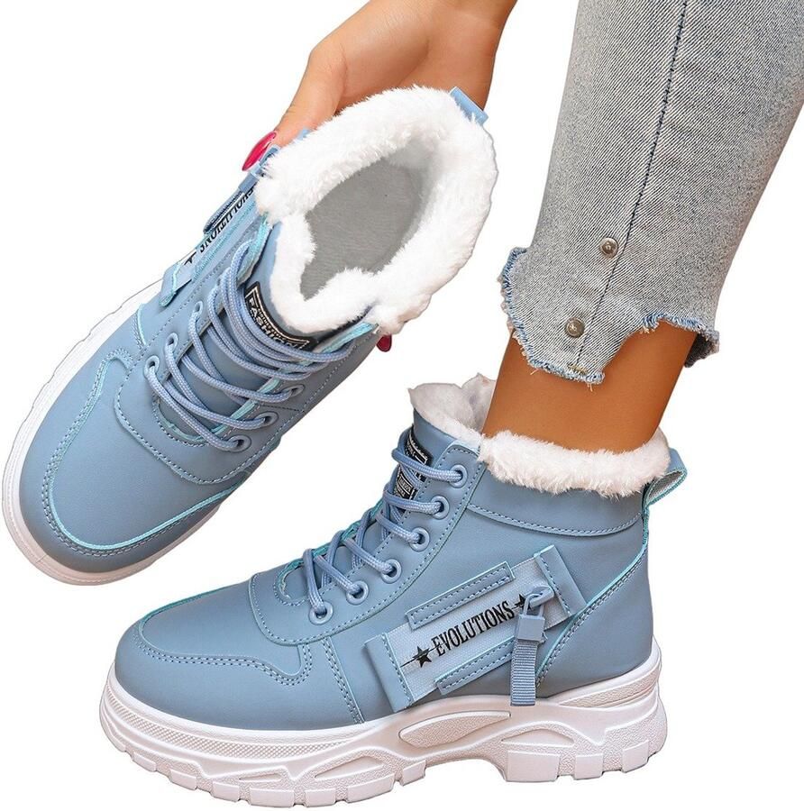 Currero Snowboots Dames Sneeuwlaarzen Dames Winterlaarzen Gevoerde Winterschoenen Waterdicht Antislip Zool Warm Gevoerd Wandellaarzen Winter Blauw