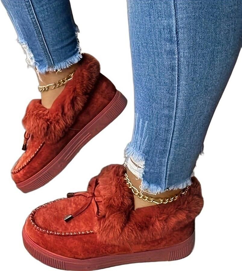 Currero Snowboots Dames Sneeuwlaarzen Dames Winterlaarzen Gevoerde Winterschoenen Waterdicht Antislip Zool Warm Gevoerd Wandellaarzen Winter Rood