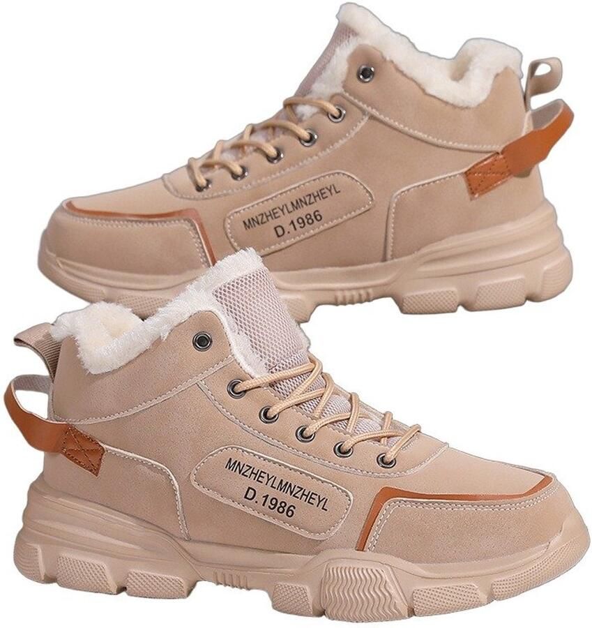 Currero Snowboots Heren Sneeuwlaarzen Heren Winterlaarzen Gevoerde Winterschoenen Waterdicht Antislip Zool Warm Gevoerd Wandellaarzen Winter Beige