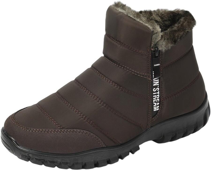 Currero Snowboots Heren Sneeuwlaarzen Heren Winterlaarzen Gevoerde Winterschoenen Waterdicht Antislip Zool Warm Gevoerd Wandellaarzen Winter Olijfbruin
