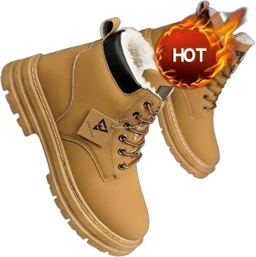 Currero Snowboots Heren Sneeuwlaarzen Heren Winterlaarzen Gevoerde Winterschoenen Waterdicht Antislip Zool Warm Gevoerd Wandellaarzen Winter Oranje