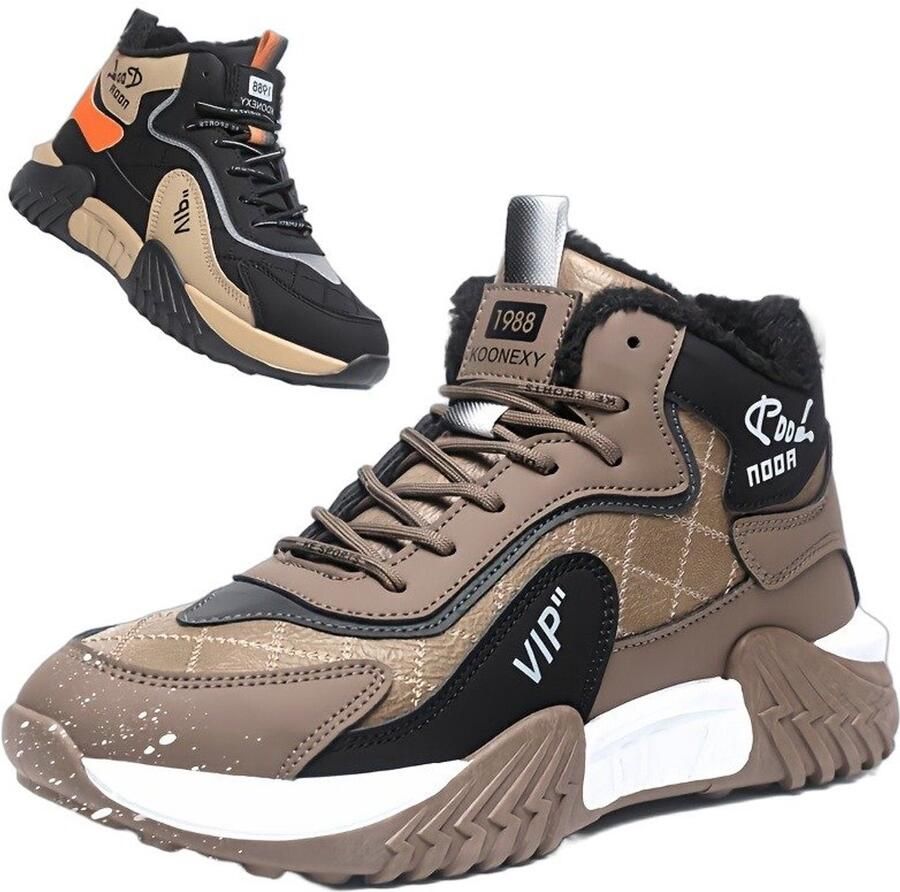 Currero Snowboots Heren Sneeuwlaarzen Heren Winterlaarzen Gevoerde Winterschoenen Waterdicht Antislip Zool Warm Gevoerd Wandellaarzen Winter Pluche Kaki
