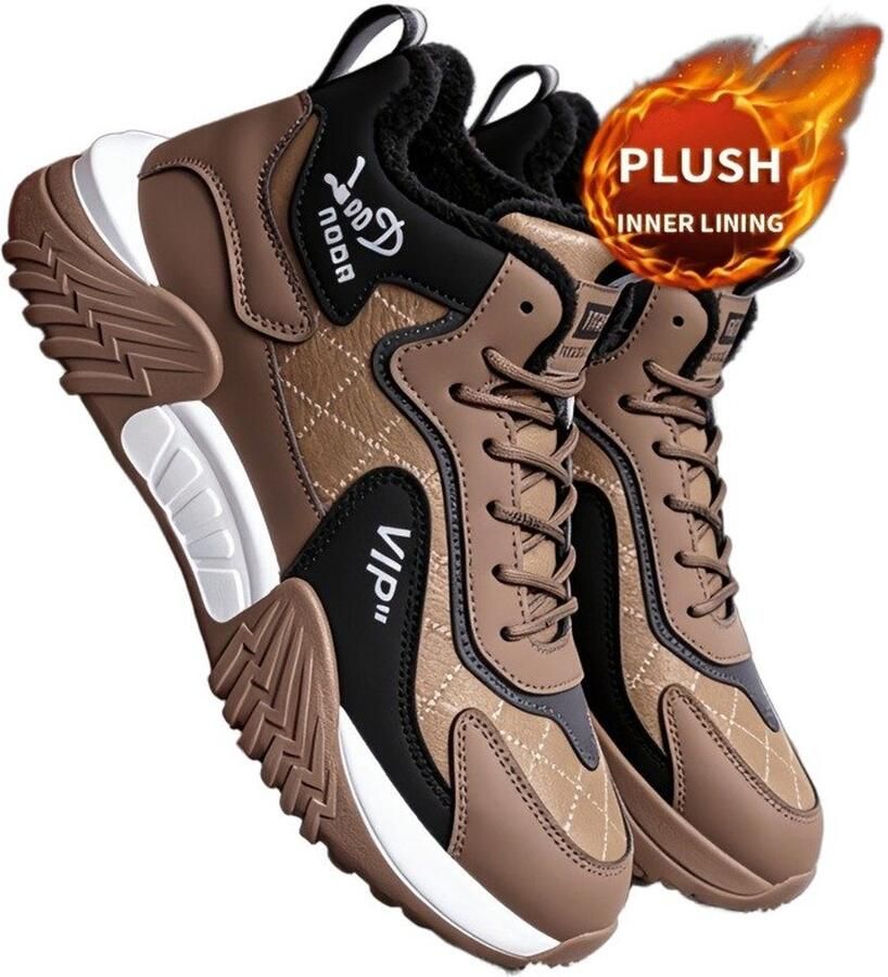 Currero Snowboots Heren Sneeuwlaarzen Heren Winterlaarzen Gevoerde Winterschoenen Waterdicht Antislip Zool Warm Gevoerd Wandellaarzen Winter Pluche Bruin