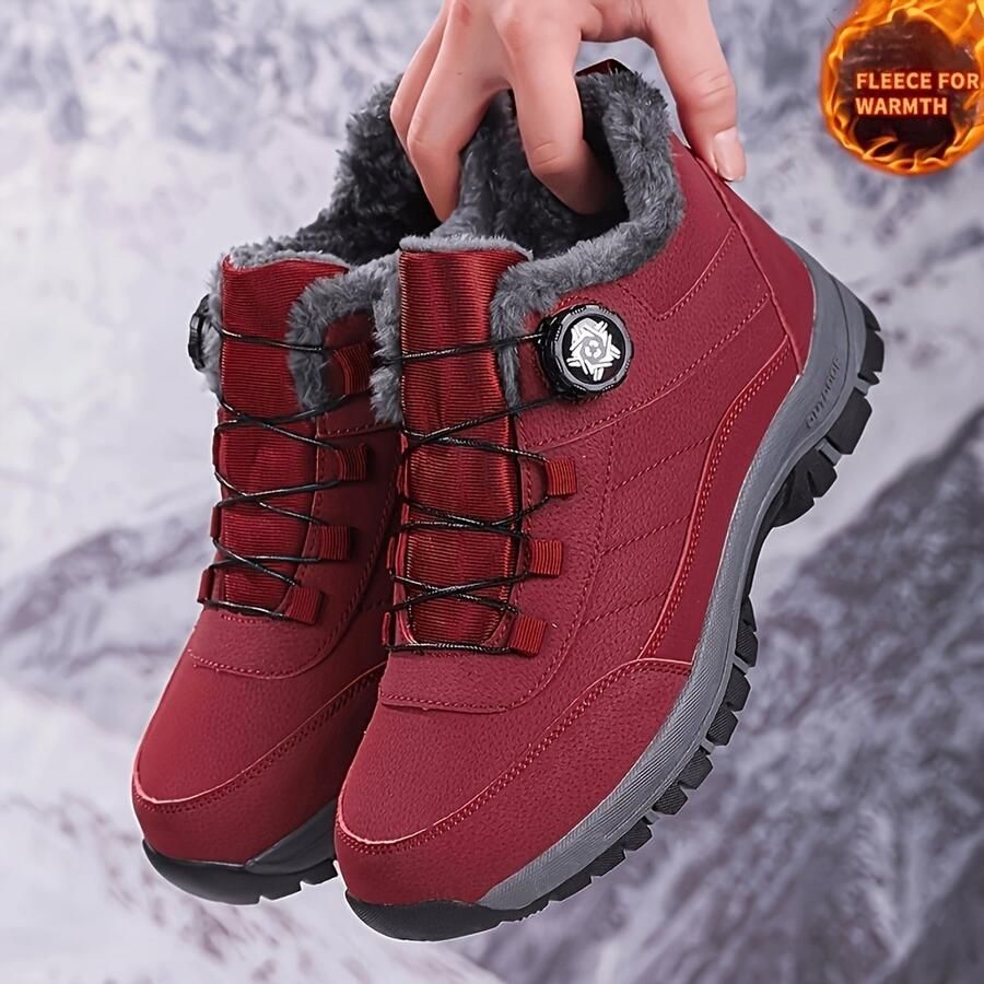 Currero Snowboots Heren Sneeuwlaarzen Heren Winterlaarzen Gevoerde Winterschoenen Waterdicht Antislip Zool Warm Gevoerd Wandellaarzen Winter Bordeauxrood