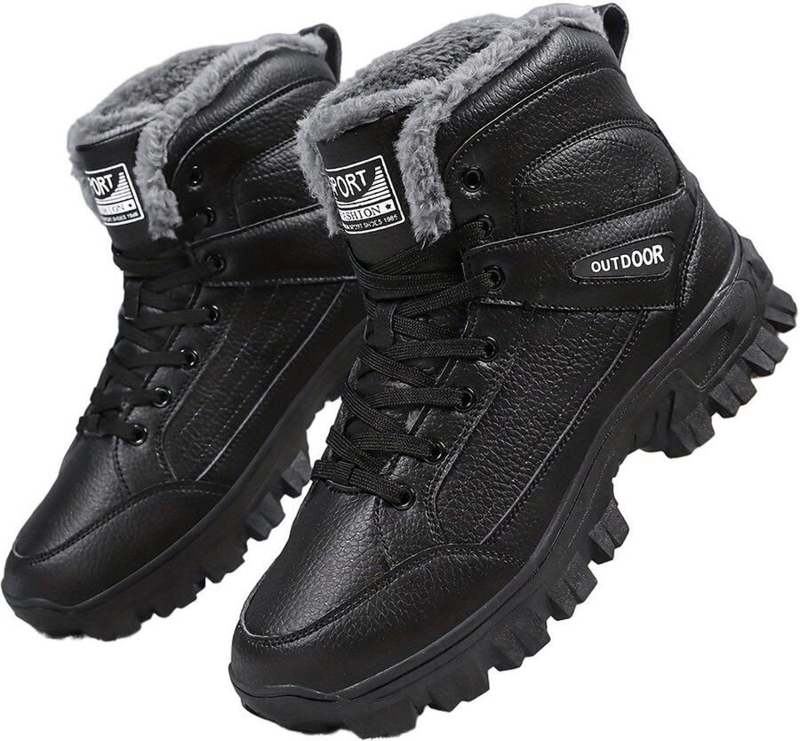 Currero Snowboots Heren Sneeuwlaarzen Heren Winterlaarzen Gevoerde Winterschoenen Waterdicht Antislip Zool Warm Gevoerd Wandellaarzen Winter Zwart & Wit