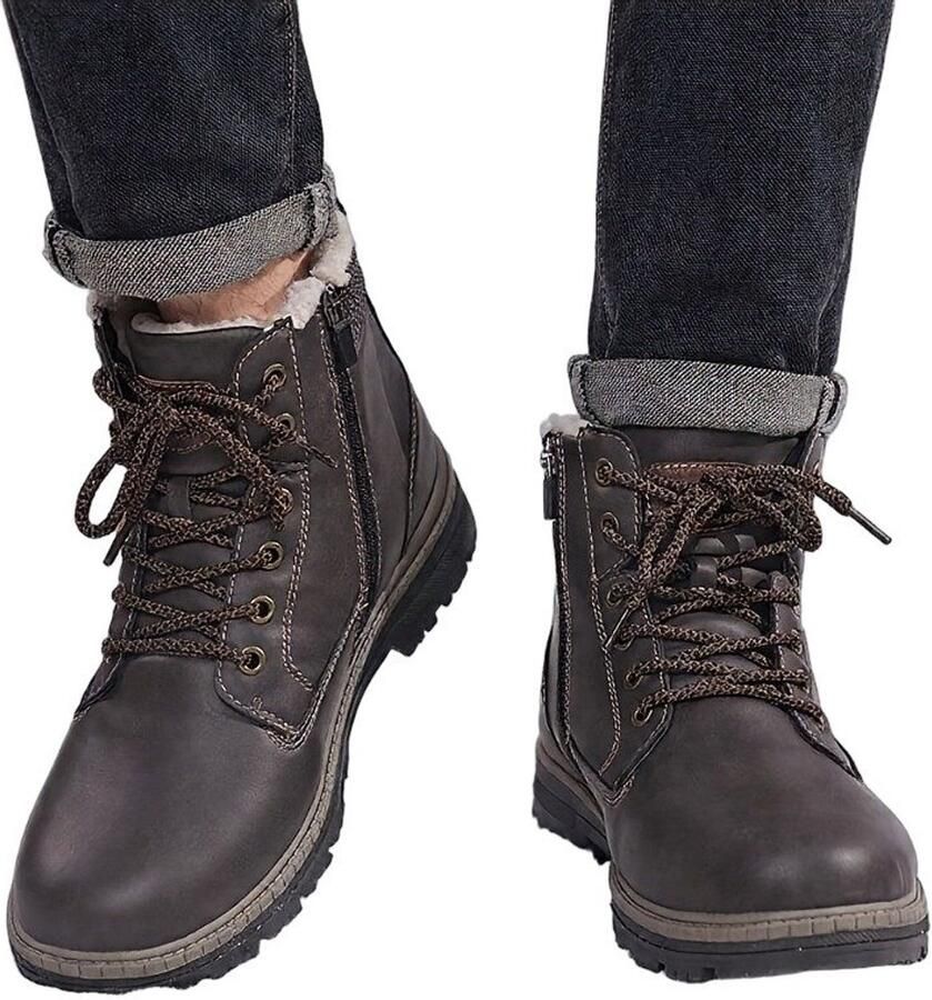 Currero Snowboots Heren Sneeuwlaarzen Heren Winterlaarzen Gevoerde Winterschoenen Waterdicht Antislip Zool Warm Gevoerd Wandellaarzen Winter Sepia