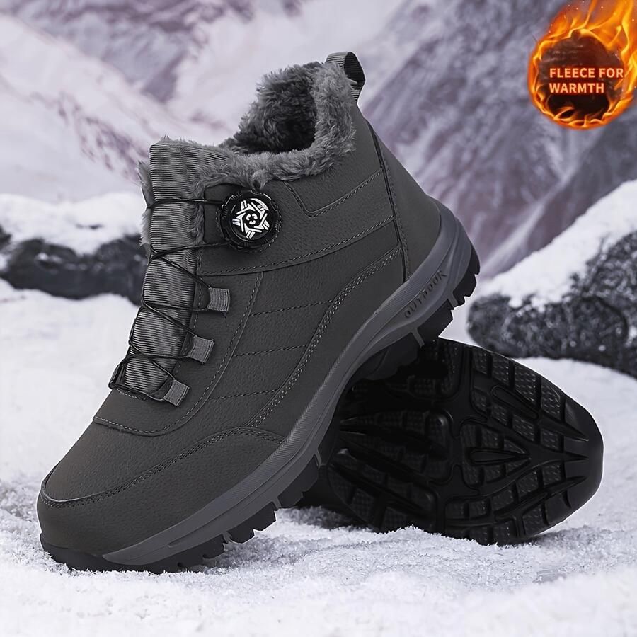 Currero Snowboots Heren Sneeuwlaarzen Heren Winterlaarzen Gevoerde Winterschoenen Waterdicht Antislip Zool Warm Gevoerd Wandellaarzen Winter Bordeauxrood