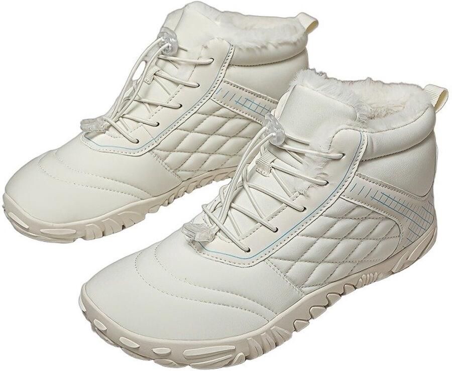 Currero Snowboots Heren Sneeuwlaarzen Heren Winterlaarzen Gevoerde Winterschoenen Waterdicht Antislip Zool Warm Gevoerd Wandellaarzen Winter Ivoorwit