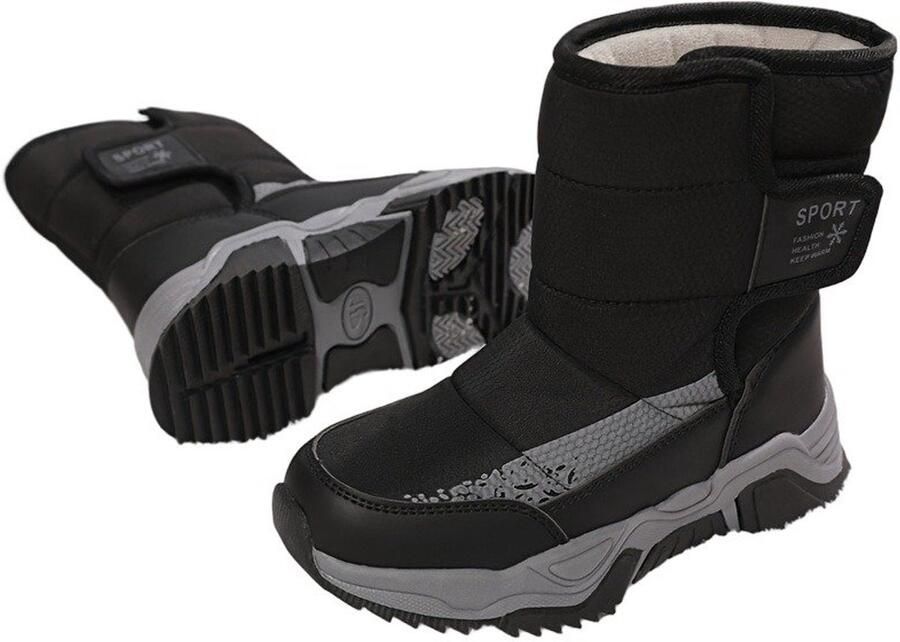 Currero Snowboots Jongens Sneeuwlaarzen Kinderen Winterlaarzen Jongens Gevoerde Winterschoenen Waterdicht Antislip Zool Warm Gevoerd Kinderlaarzen Donkerblauw & Groen