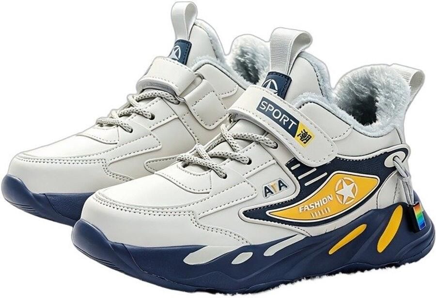 Currero Snowboots Jongens Sneeuwlaarzen Kinderen Winterlaarzen Jongens Gevoerde Winterschoenen Waterdicht Antislip Zool Warm Gevoerd Kinderlaarzen Grijsblauw