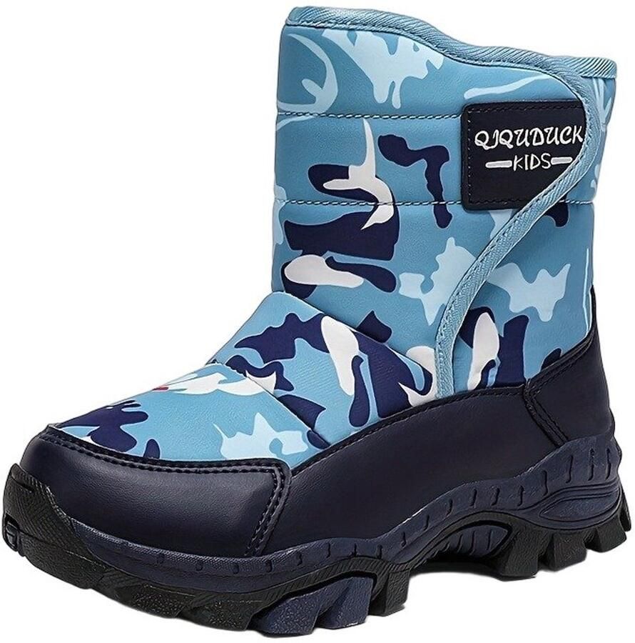 Currero Snowboots Jongens Sneeuwlaarzen Kinderen Winterlaarzen Jongens Gevoerde Winterschoenen Waterdicht Antislip Zool Warm Gevoerd Kinderlaarzen Lichtblauw