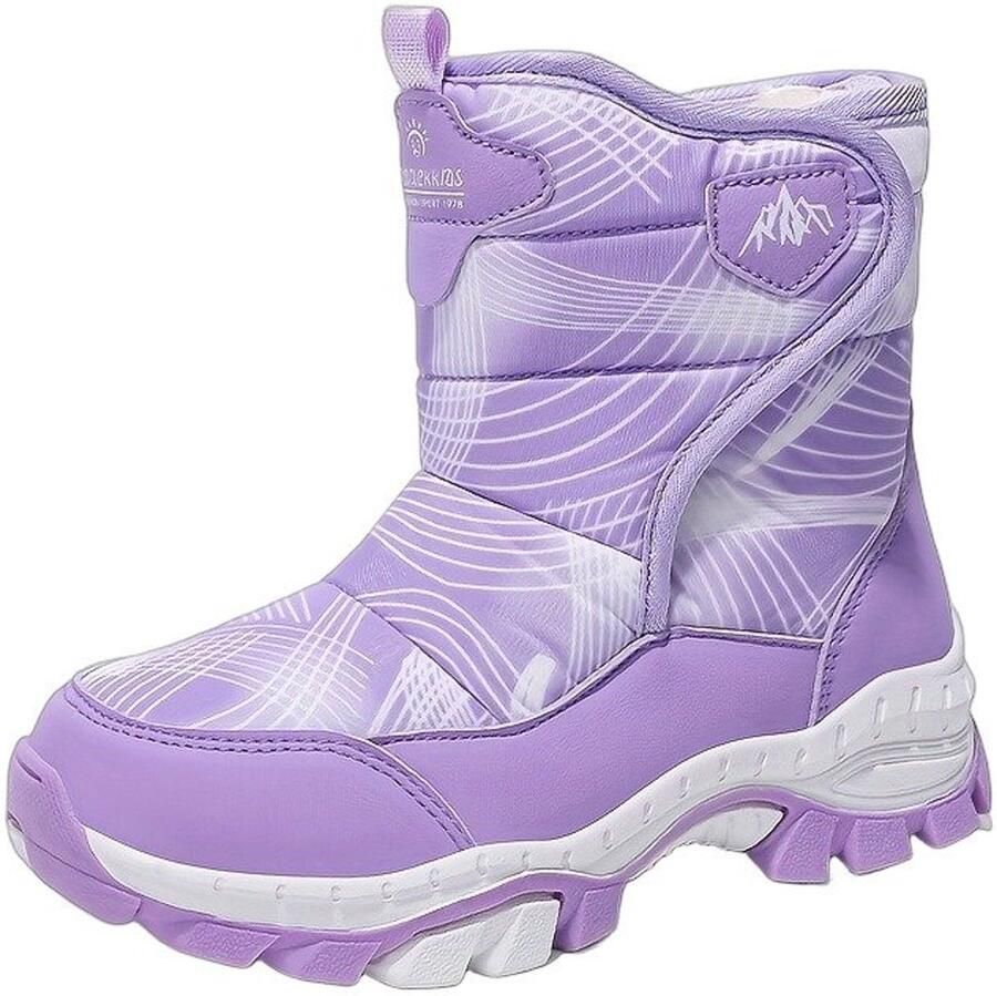 Currero Snowboots Jongens Sneeuwlaarzen Kinderen Winterlaarzen Jongens Gevoerde Winterschoenen Waterdicht Antislip Zool Warm Gevoerd Kinderlaarzen Paars