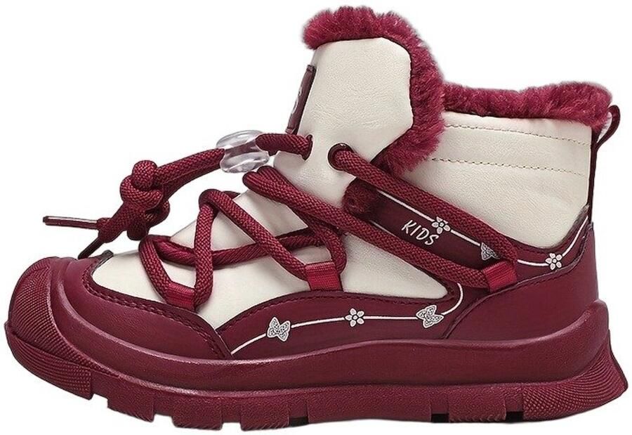 Currero Snowboots Jongens Sneeuwlaarzen Kinderen Winterlaarzen Jongens Gevoerde Winterschoenen Waterdicht Antislip Zool Warm Gevoerd Kinderlaarzen Rood