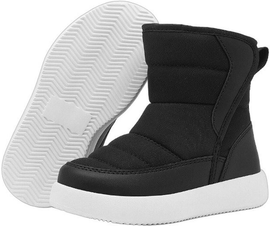 Currero Snowboots Jongens Sneeuwlaarzen Kinderen Winterlaarzen Jongens Gevoerde Winterschoenen Waterdicht Antislip Zool Warm Gevoerd Kinderlaarzen Zwart & Wit