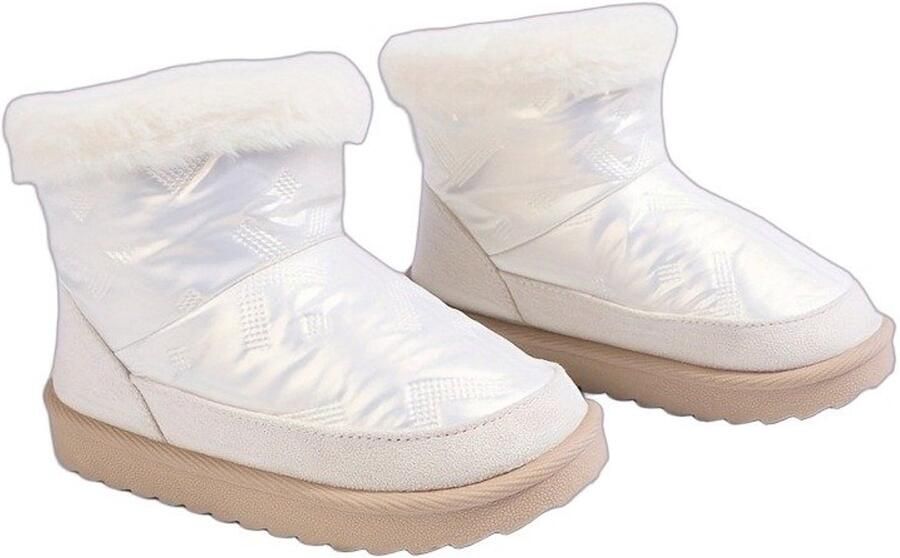 Currero Snowboots Jongens Sneeuwlaarzen Kinderen Winterlaarzen Jongens Gevoerde Winterschoenen Waterdicht Antislip Zool Warm Gevoerd Kinderlaarzen Wit