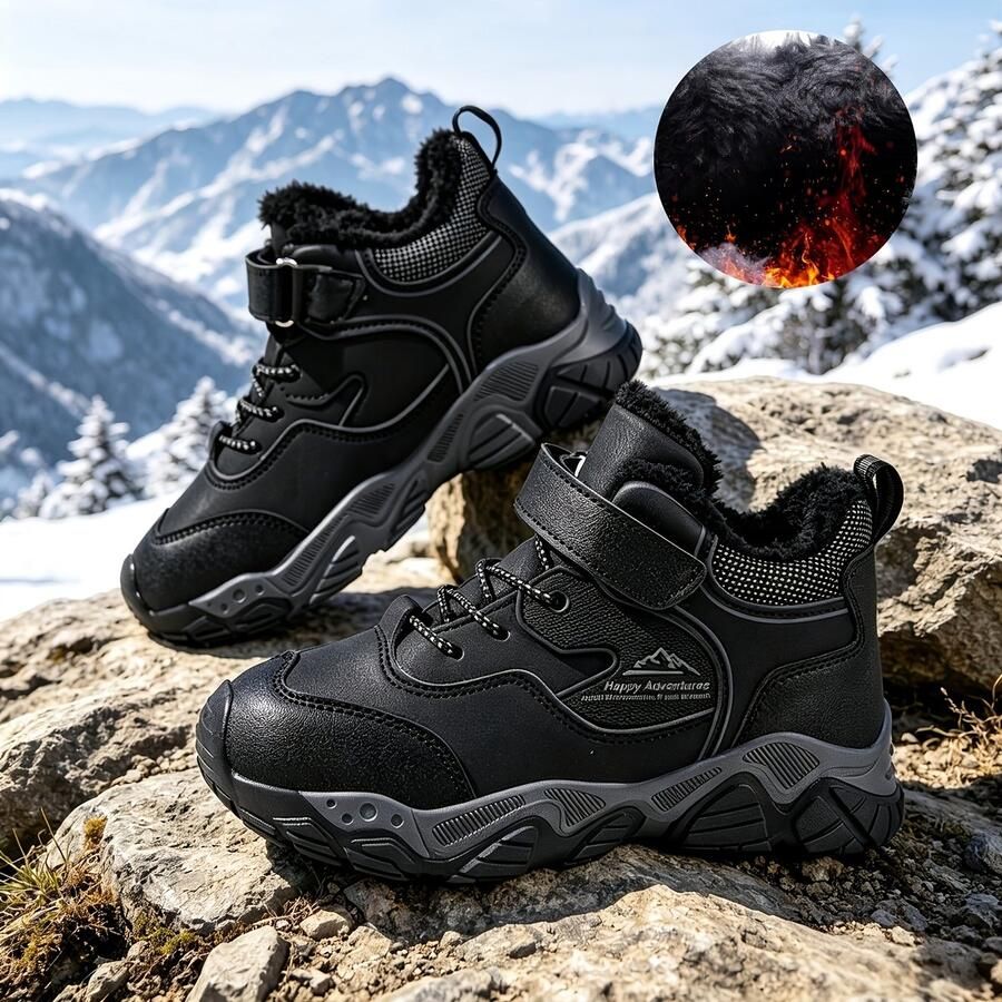 Currero Snowboots Jongens Sneeuwlaarzen Kinderen Winterlaarzen Jongens Gevoerde Winterschoenen Waterdicht Antislip Zool Warm Gevoerd Kinderlaarzen Militair Groen