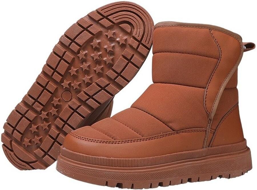 Currero Snowboots Meisjes Sneeuwlaarzen Kinderen Winterlaarzen Meisjes Gevoerde Winterschoenen Waterdicht Antislip Zool Warm Gevoerd Kinderlaarzen Koffiekleur