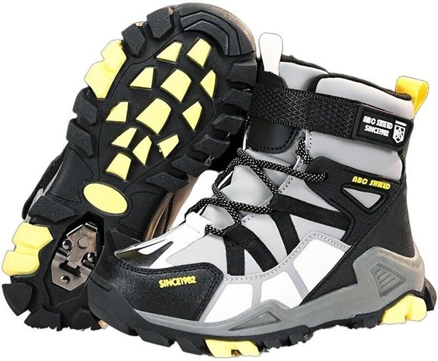 Currero Snowboots Meisjes Sneeuwlaarzen Kinderen Winterlaarzen Meisjes Gevoerde Winterschoenen Waterdicht Antislip Zool Warm Gevoerd Kinderlaarzen Zwart & Grijs