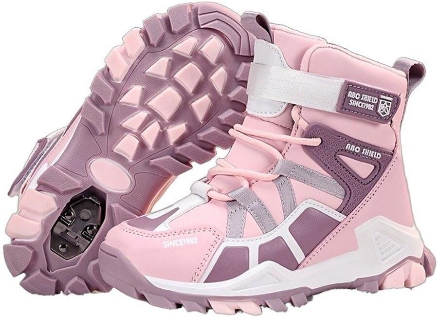 Currero Snowboots Meisjes Sneeuwlaarzen Kinderen Winterlaarzen Meisjes Gevoerde Winterschoenen Waterdicht Antislip Zool Warm Gevoerd Kinderlaarzen Stoffig Paars
