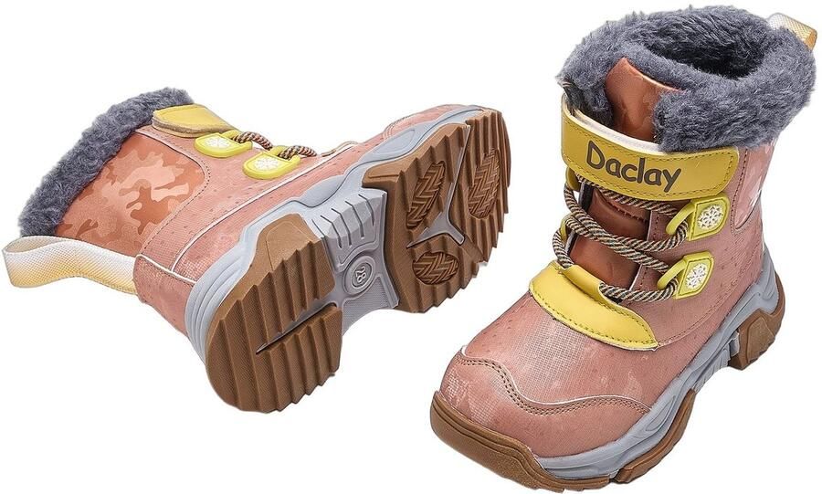Currero Snowboots Meisjes Sneeuwlaarzen Kinderen Winterlaarzen Meisjes Gevoerde Winterschoenen Waterdicht Antislip Zool Warm Gevoerd Kinderlaarzen Lichtbruin