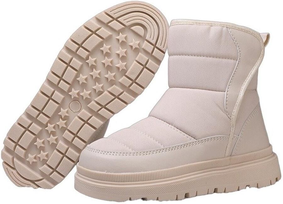 Currero Snowboots Meisjes Sneeuwlaarzen Kinderen Winterlaarzen Meisjes Gevoerde Winterschoenen Waterdicht Antislip Zool Warm Gevoerd Kinderlaarzen Beige